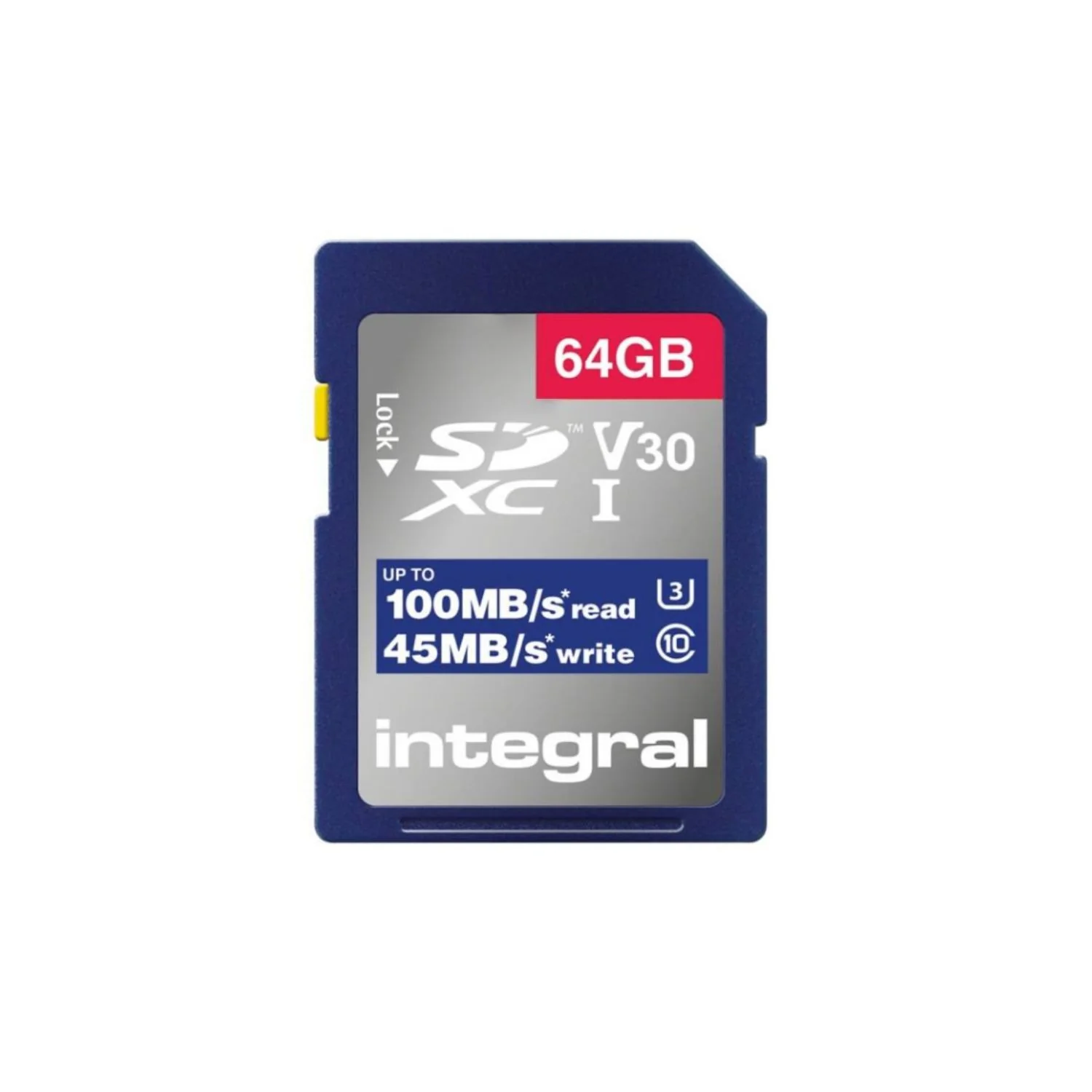 Integral 64GB SDXC UHS-I U3 Class 10 V30 Memory Card