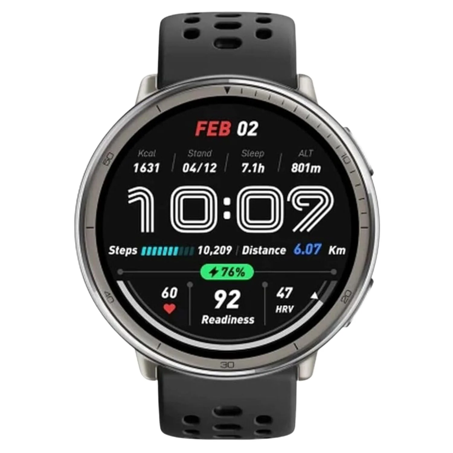 Amazfit Active 2 Round Smartwatch – Black Sport Silicone