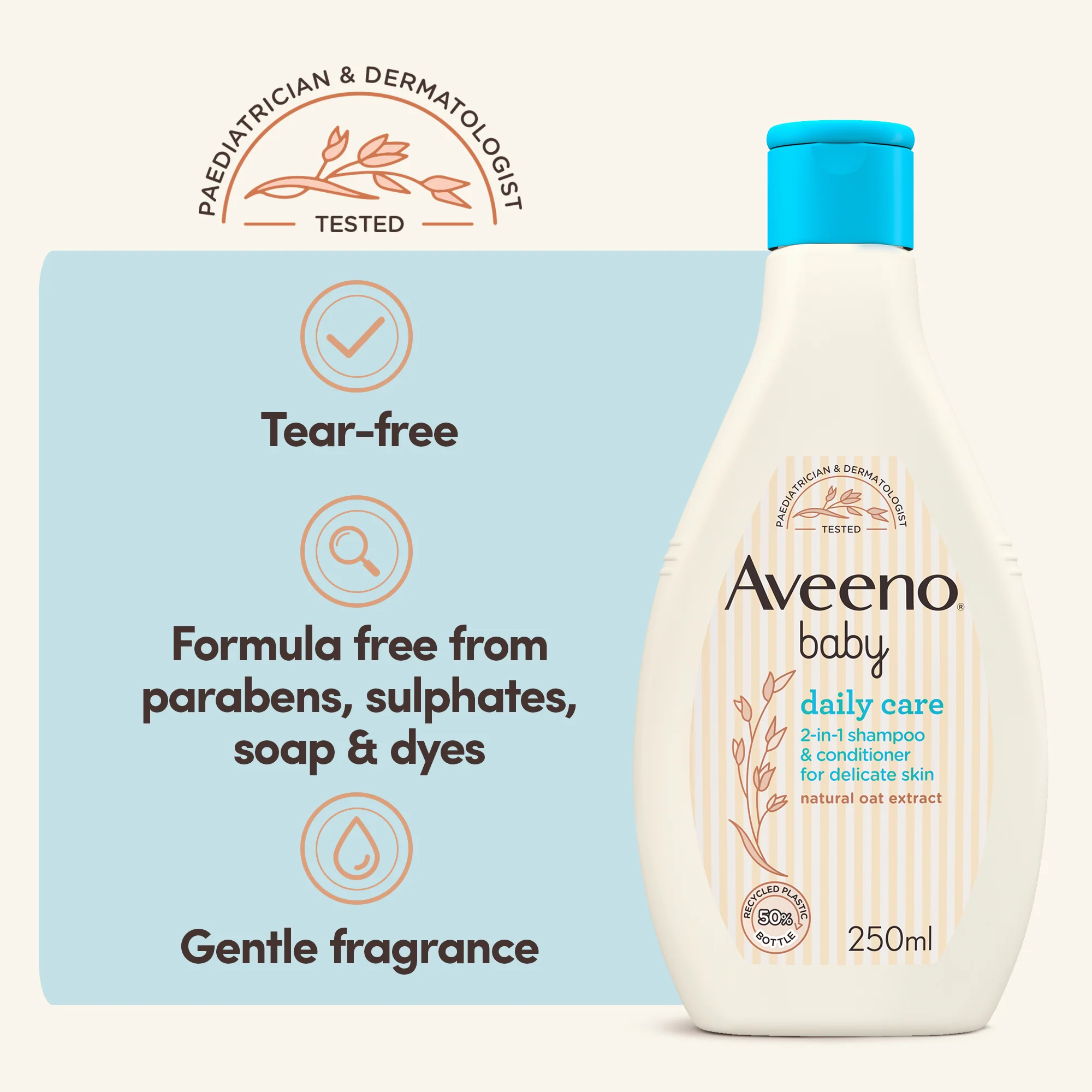 Aveeno Baby Daily Care 2-In-1 Shampoo & Conditioner 250ml - Image 3