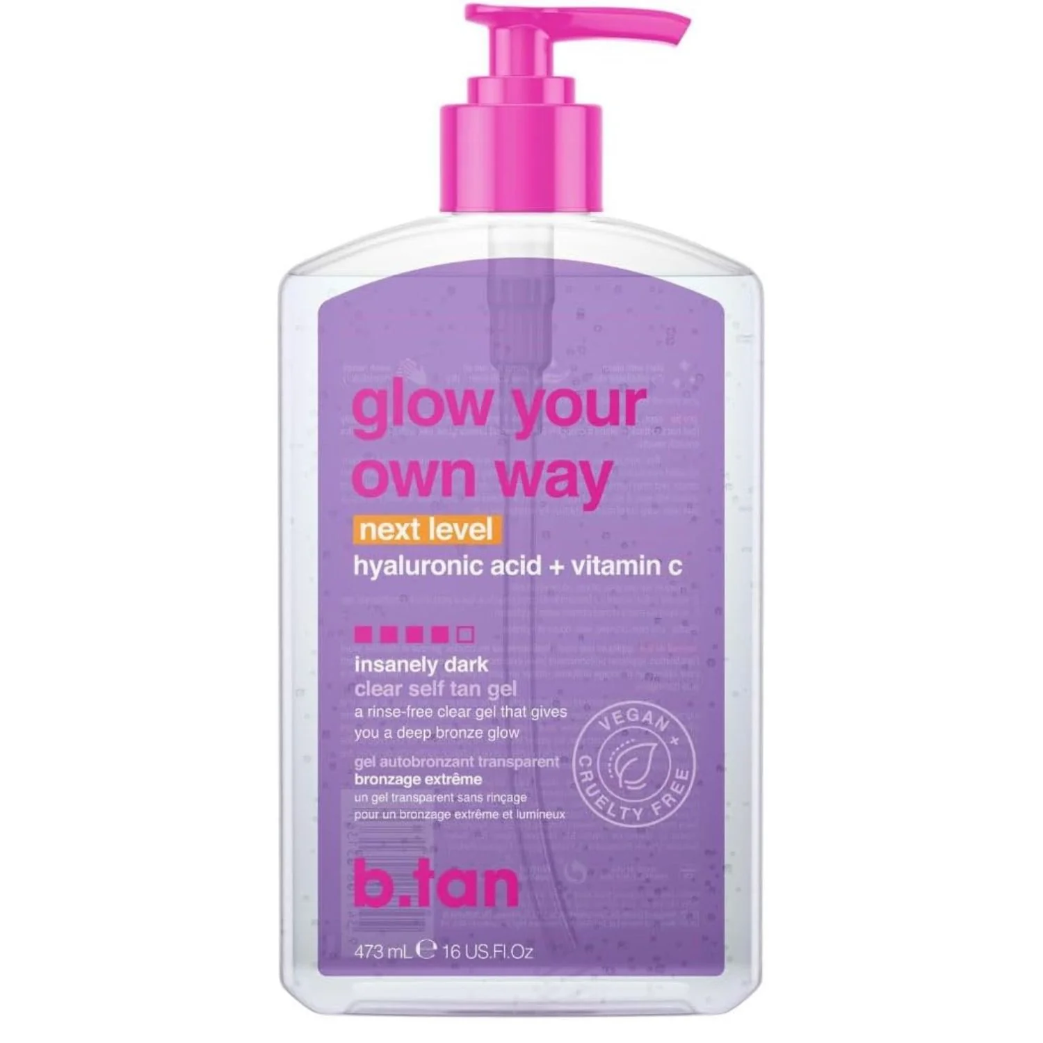 B.Tan Clear Self Tanning Gel Glow Your Own Way Next Level - 437ml