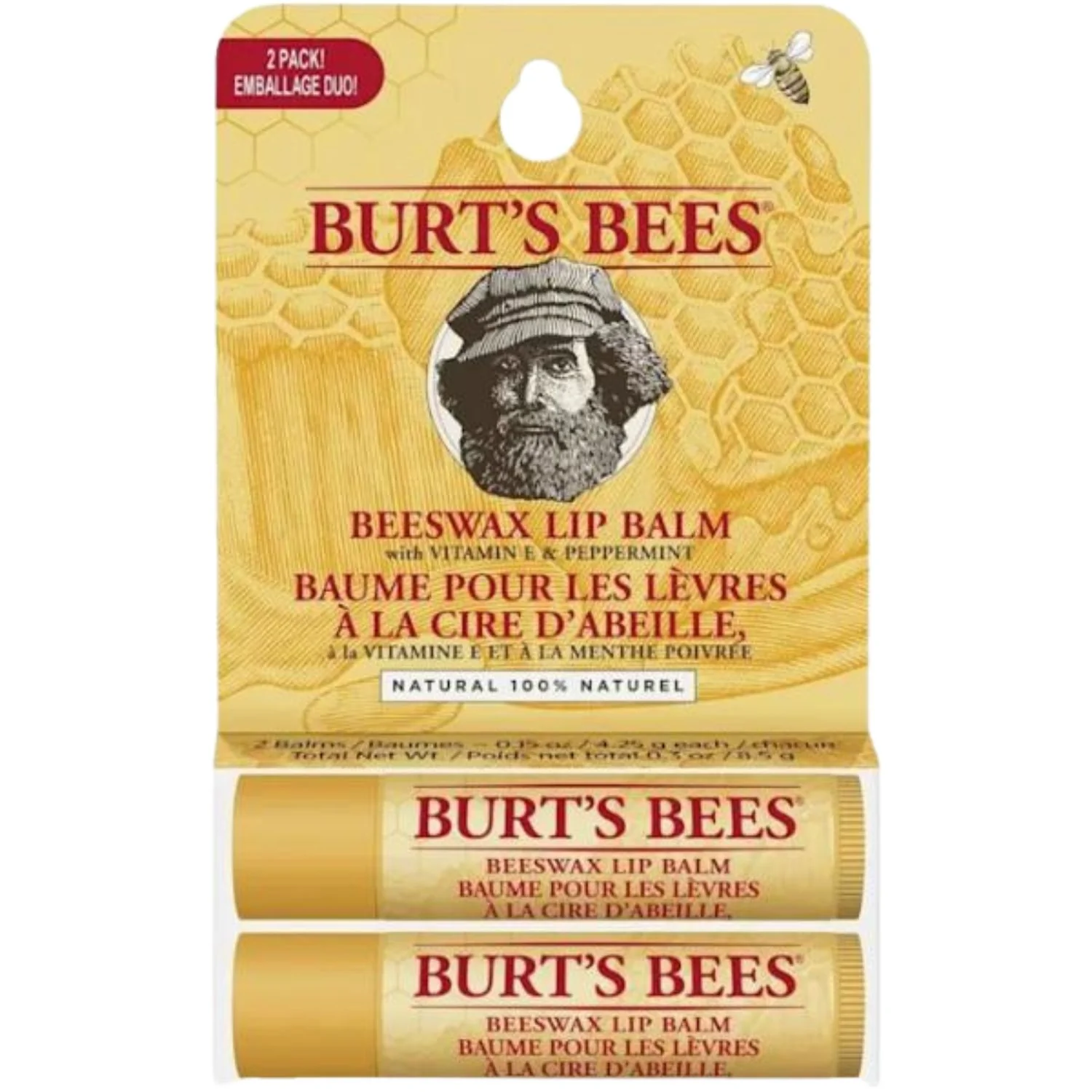 Burt’s Bees Beeswax Lip Balm Duo Pack