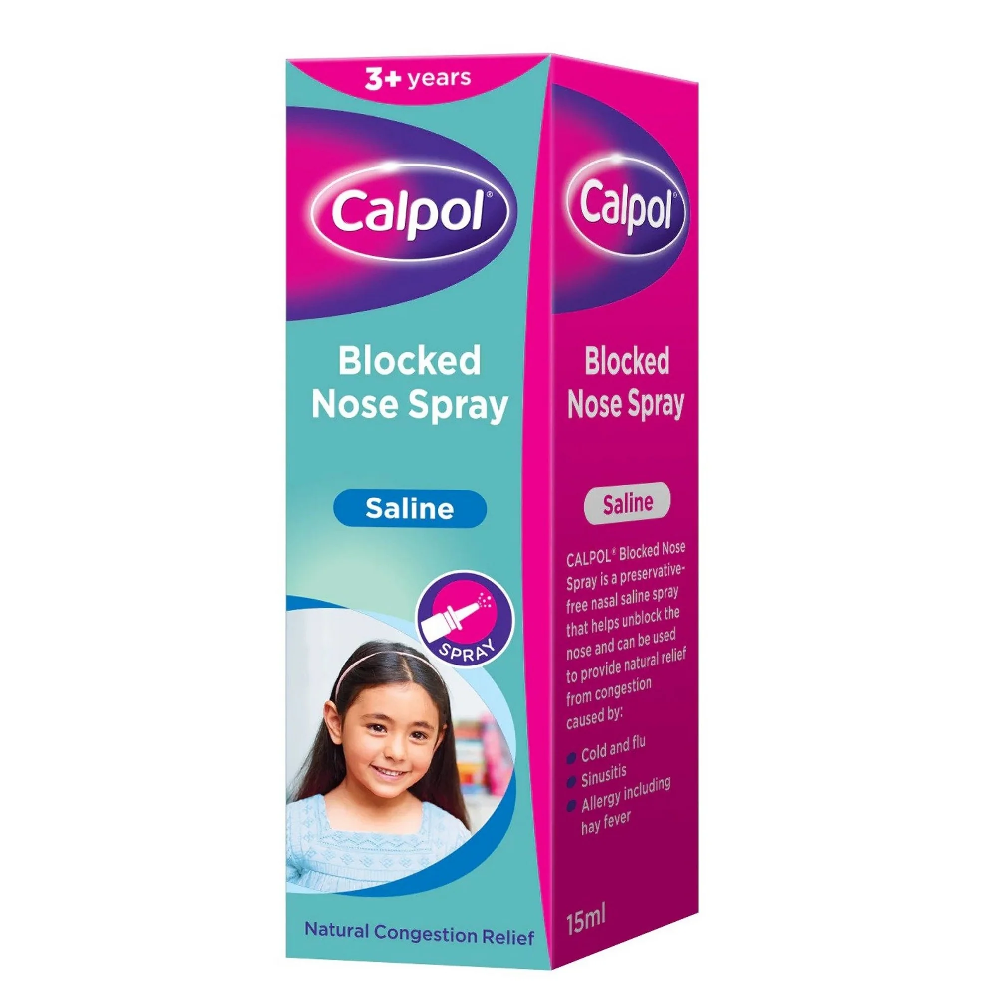 Calpol Saline Blocked Nose Spray 3+ Years 15ml - Image 2