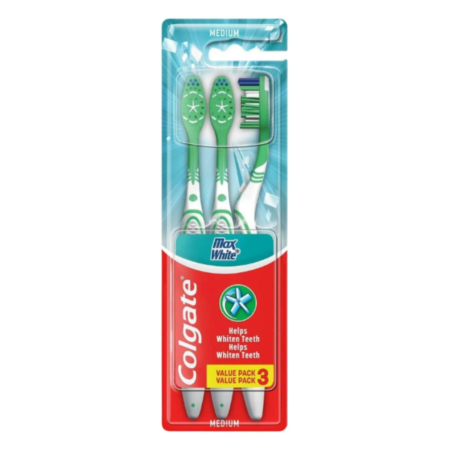 Colgate Max White Medium Toothbrush - 3 Pack