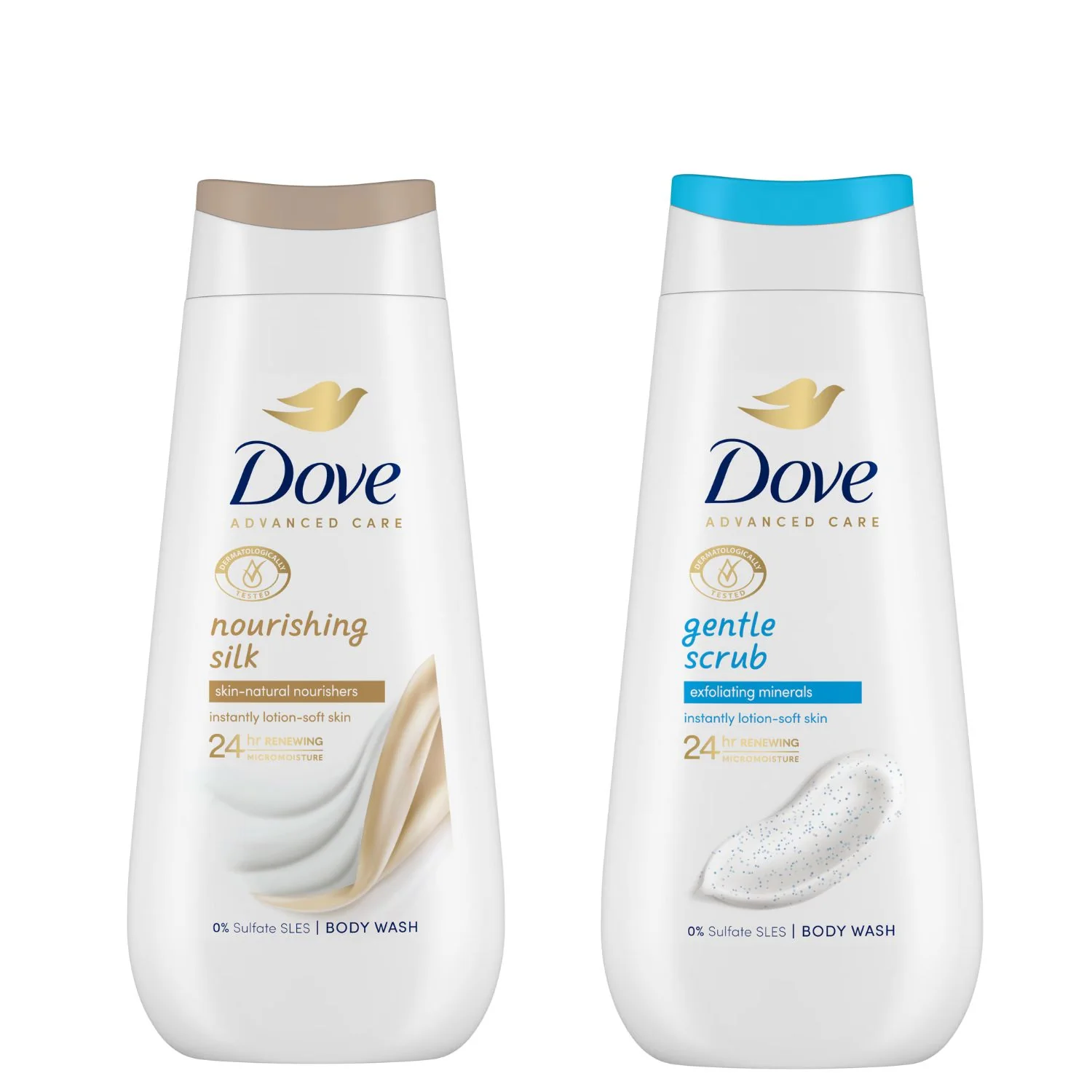 Dove Nourishing Silk & Gentle Scrub Twin Pack