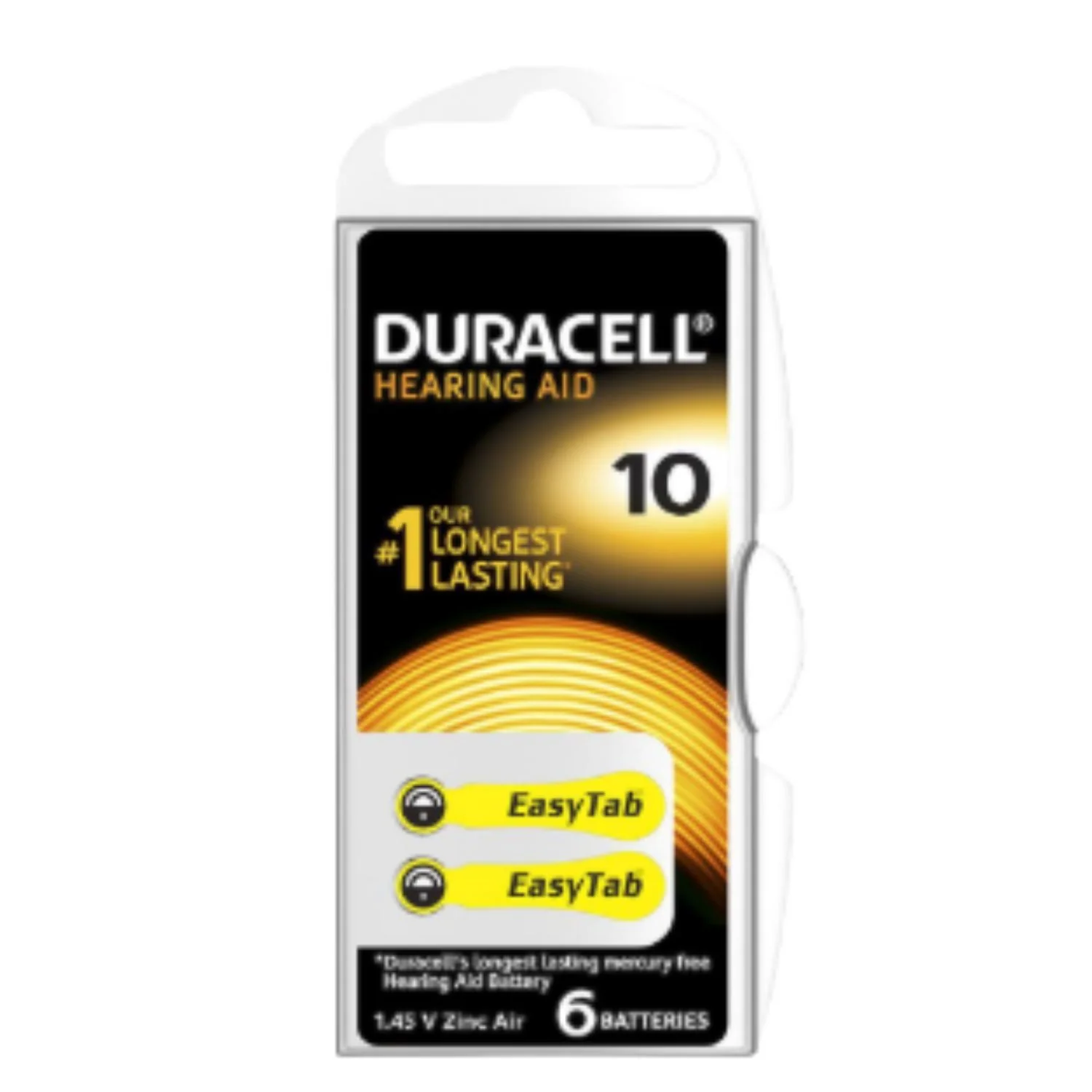 Duracell Hearing Aid Batteries Yellow Tab 10 – 6 Pack