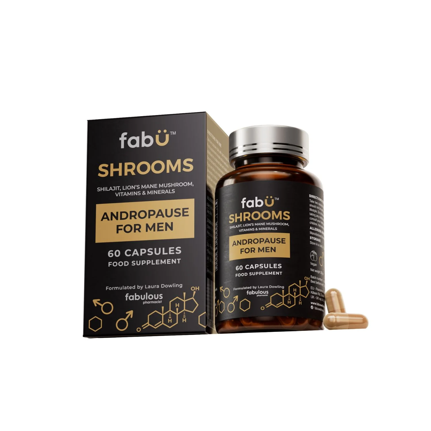 FabU Shrooms Andropause For Men - 60 Capsules