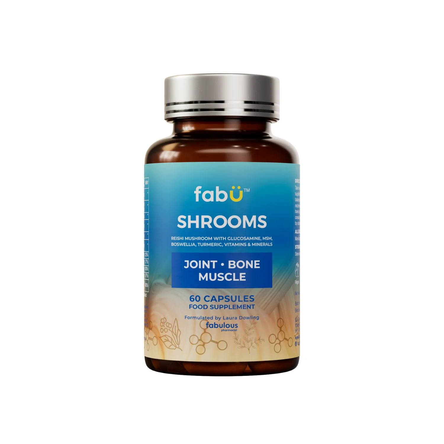 FabU Shrooms Joint Bone Muscle Capsules - 60 Capsules