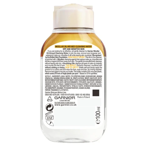 Garnier Micellar Water Oil Infused Facial Cleanser 100ml - Image 2
