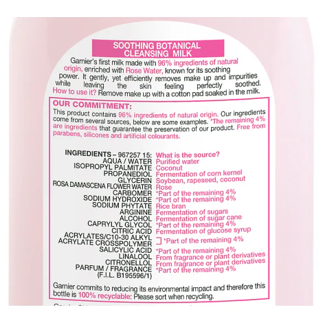 Garnier Natural Rose Water Cleansing Milk Sensitive Skin 200ml - Image 3