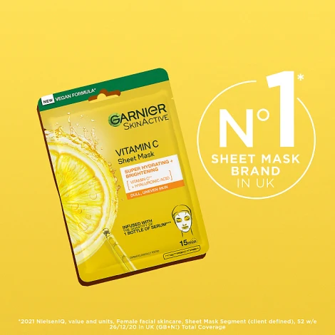 Garnier Brightening & Super Hydrating Vitamin C Sheet Mask 28g - Image 5