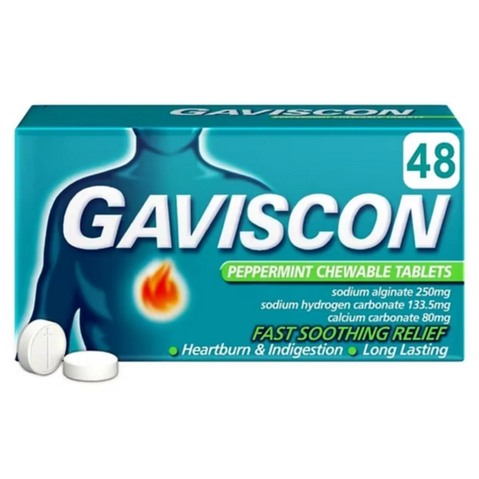Gaviscon Heartburn & Indigestion Relief Tablets, Peppermint Flavour