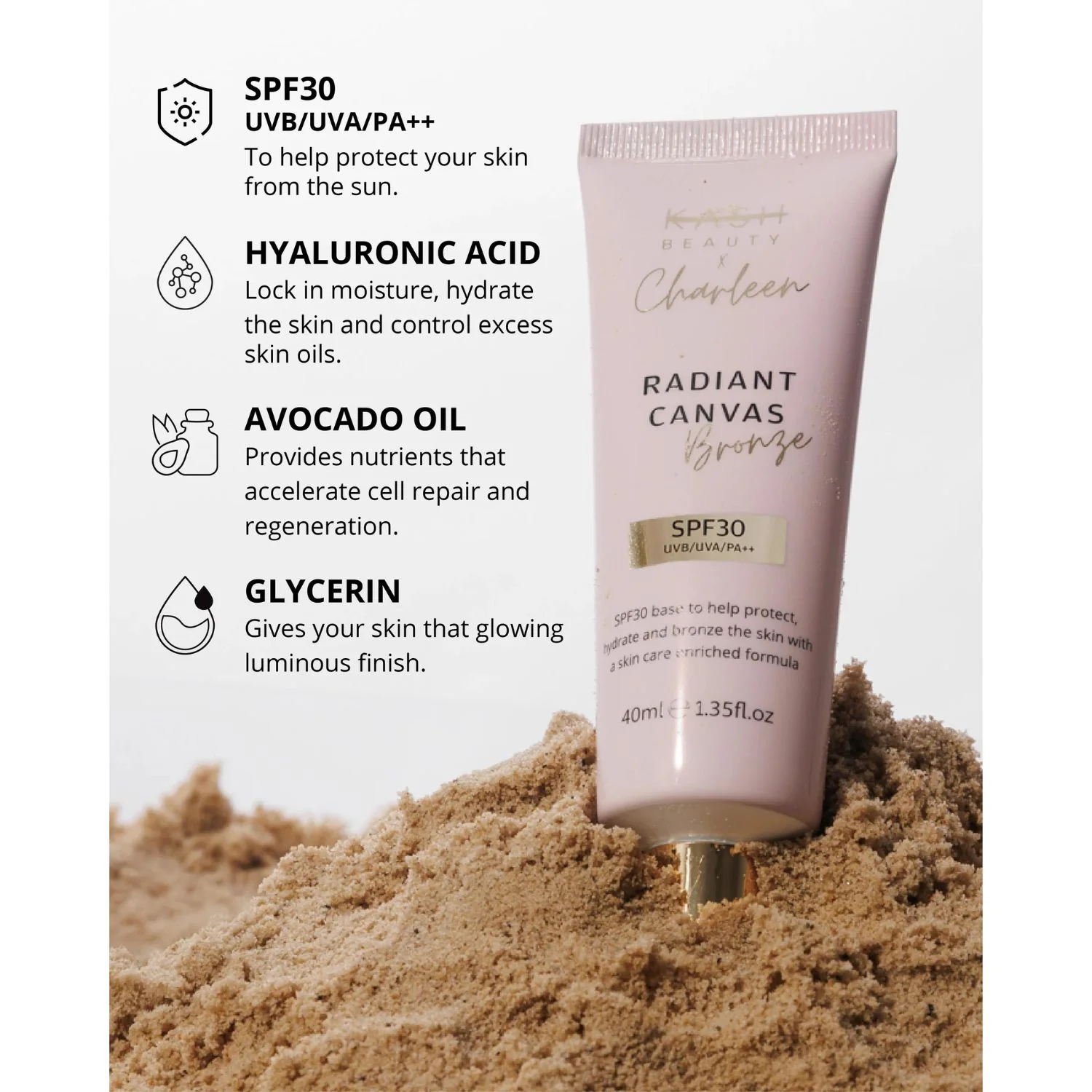 KASH Beauty X Charleen Radiant Canvas Bronze Primer SPF30 - Image 3