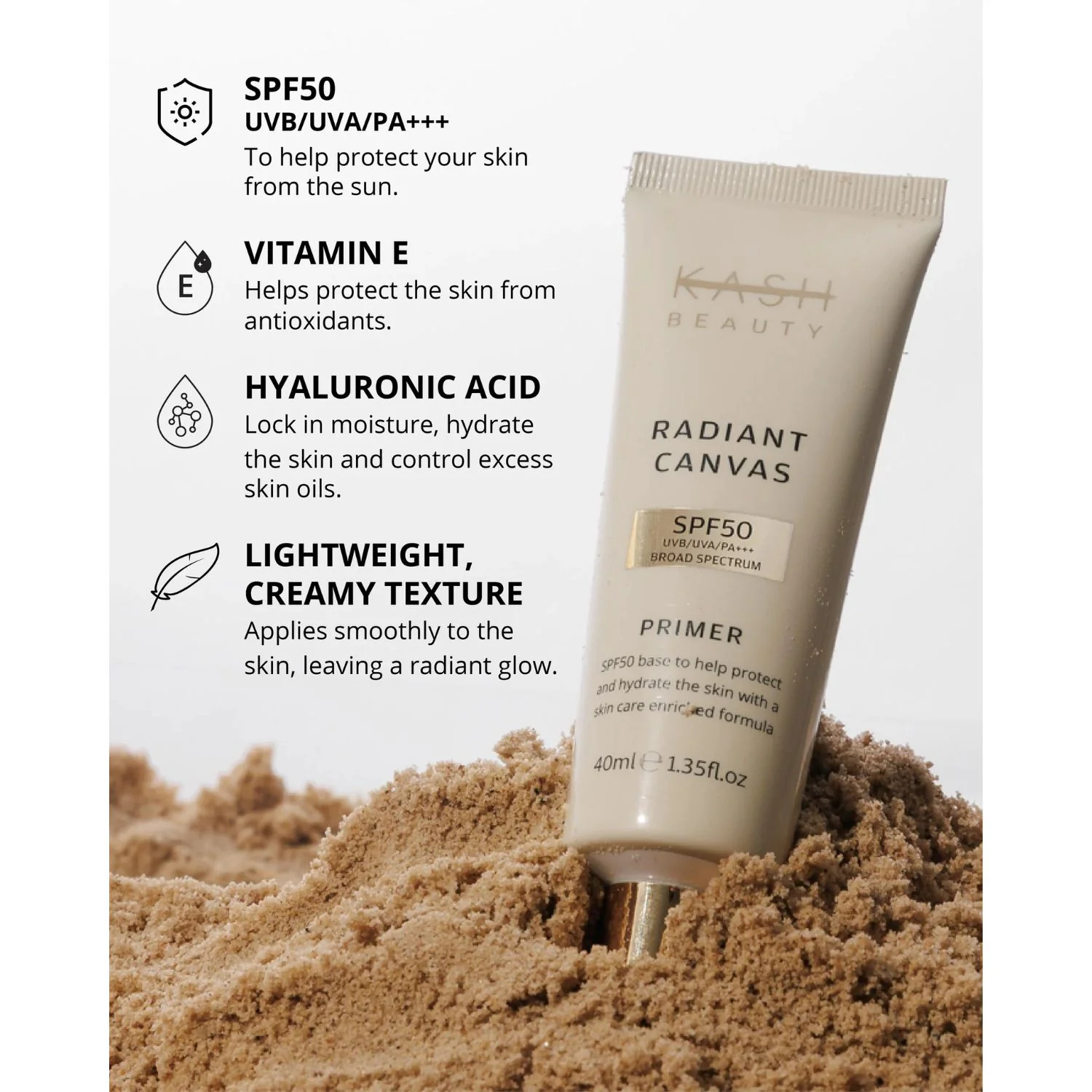 KASH Beauty Radiant Canvas Primer SPF50 - Image 3