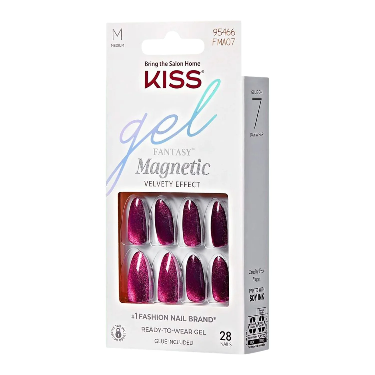 KISS Gel Fantasy Magnetic Velvet Effect Nails – Medium (28 Nails)