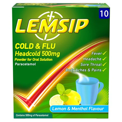 Lemsip Cold & Flu Headcold Lemon & Menthol 10 Sachets