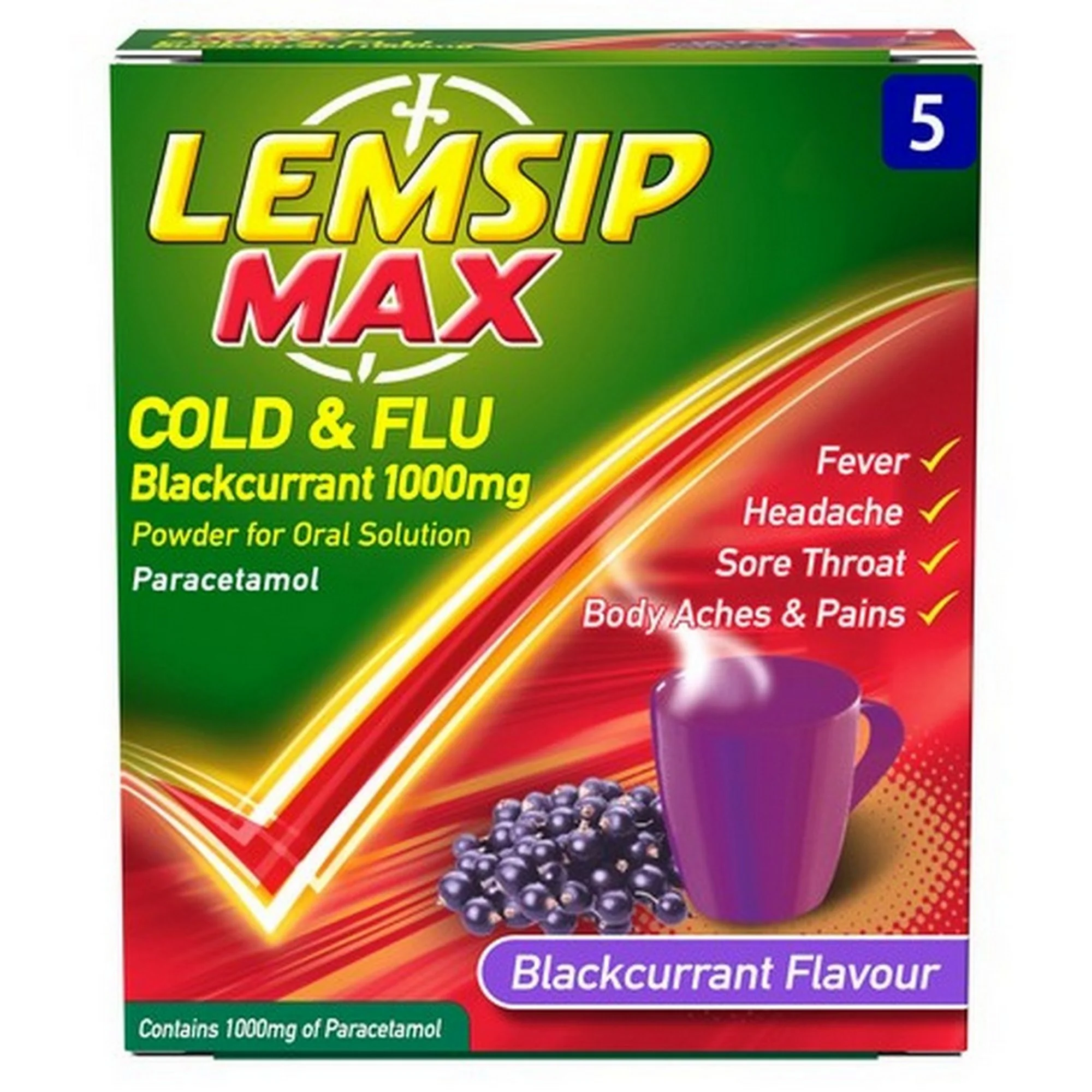 Lemsip Max Cough & Cold Blackcurrant 5 Sachets