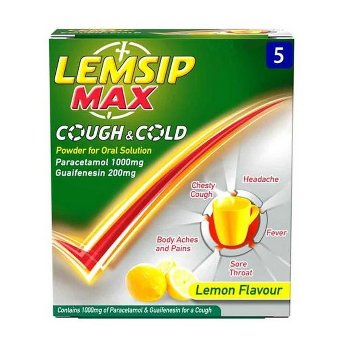 Lemsip Max Cough & Cold Lemon Flavour 5 Sachets