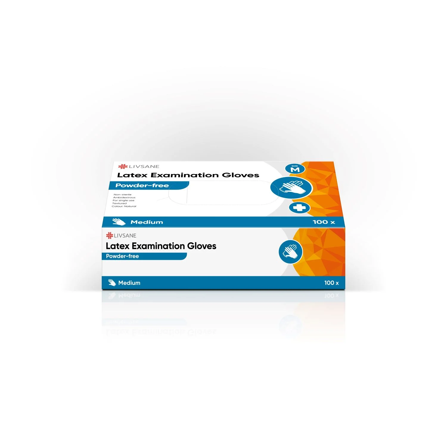 LIVSANE Latex Examination Gloves Medium 100 pieces