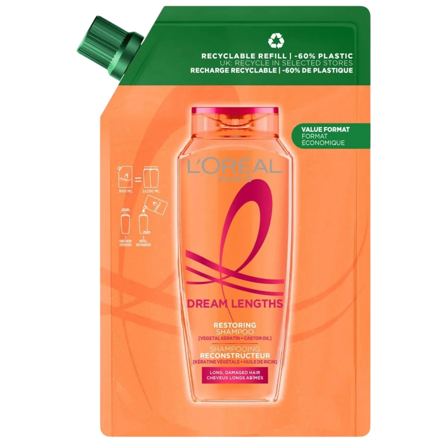 Loreal Paris Elvive Dream Lengths Shampoo Refill 500ml