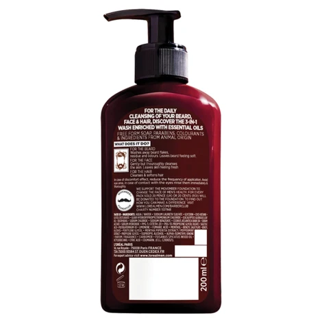 Loreal Men Expert Barber Club Beard + Face + Hair 3-in-1 Wash - Image 2