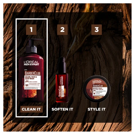 Loreal Men Expert Barber Club Beard + Face + Hair 3-in-1 Wash - Image 3