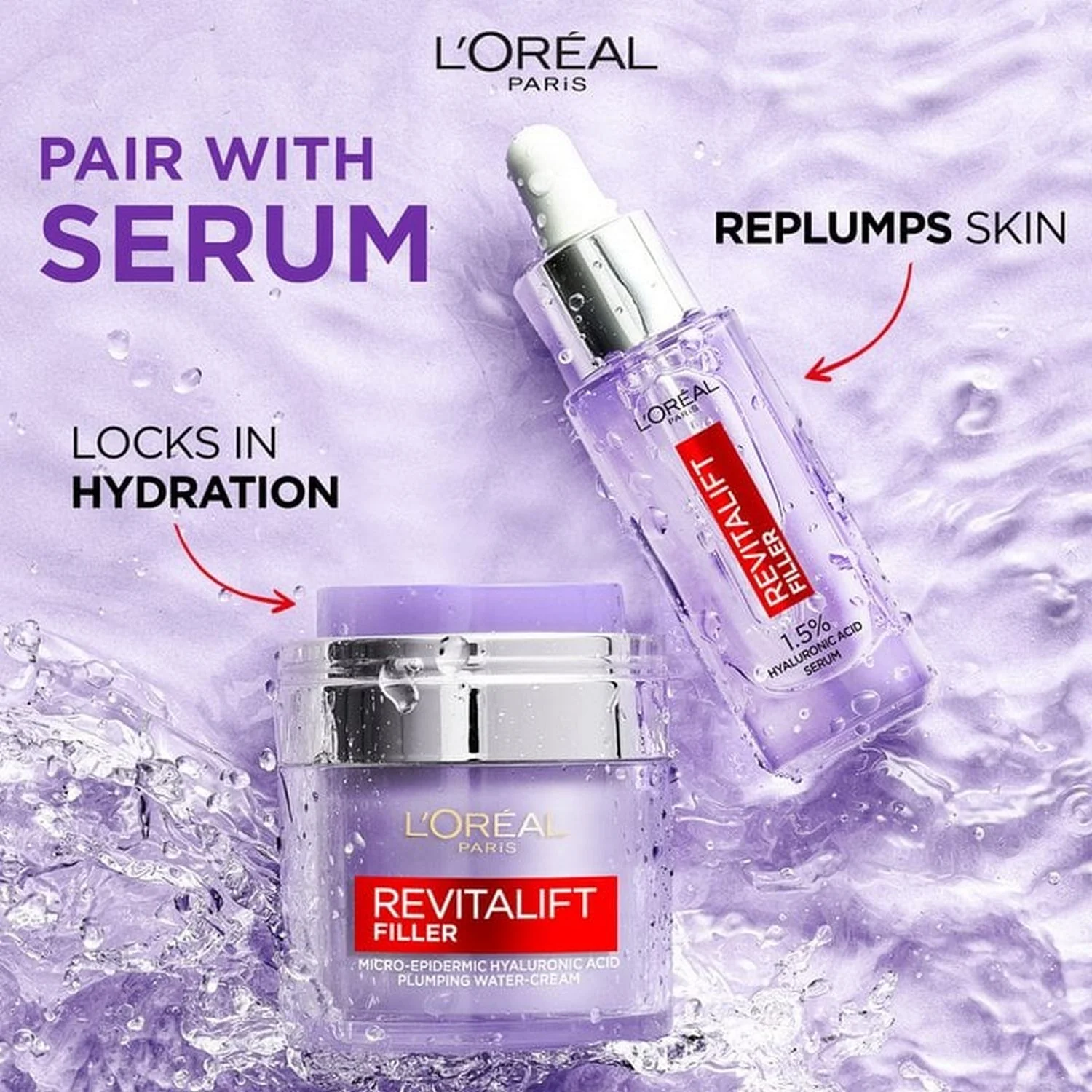 L'Oreal Revitalift Filler Plumping Water Cream 50ml - Image 4