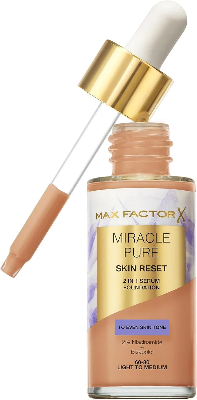 Max Factor Miracle Pure Serum Foundation 60-80 Light - Medium 30ML