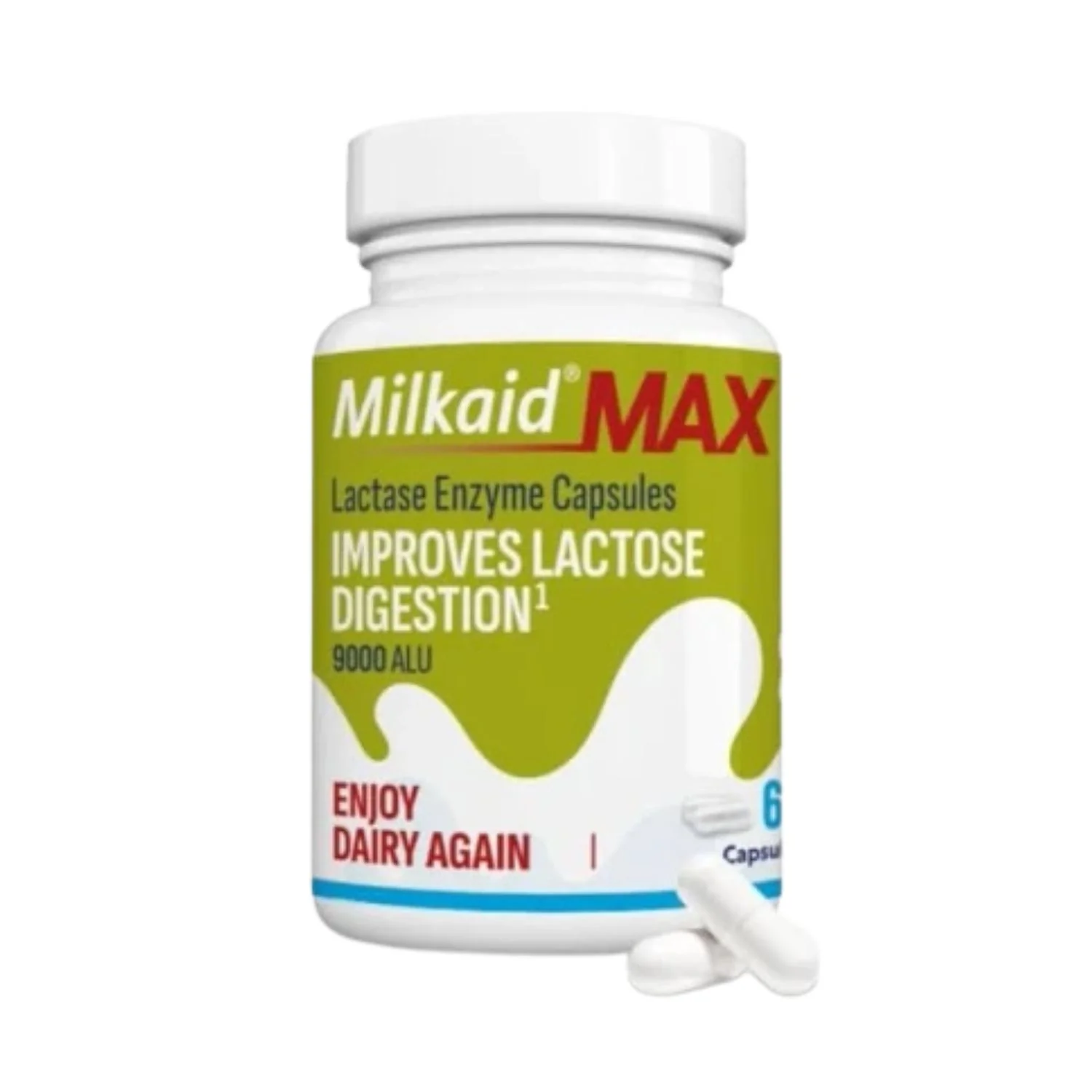 MilkAid Max Lactase Enzyme 9000 ALU 60 Capsules