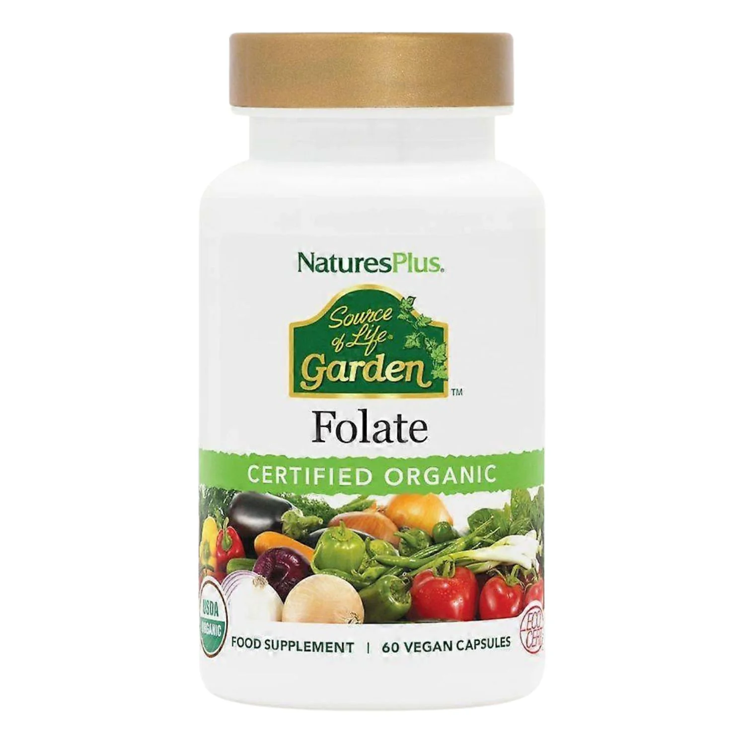 NaturesPlus Source of Life Garden Organic Folate 60 Capsules