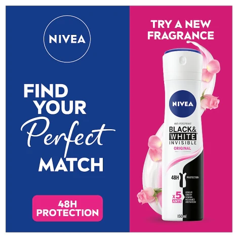 Nivea Black And White Clear Antiperspirant Deodorant 150ml - Image 4