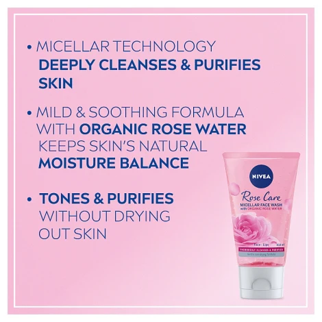 Nivea Rose Care Micellar Face Wash 150ml - Image 3