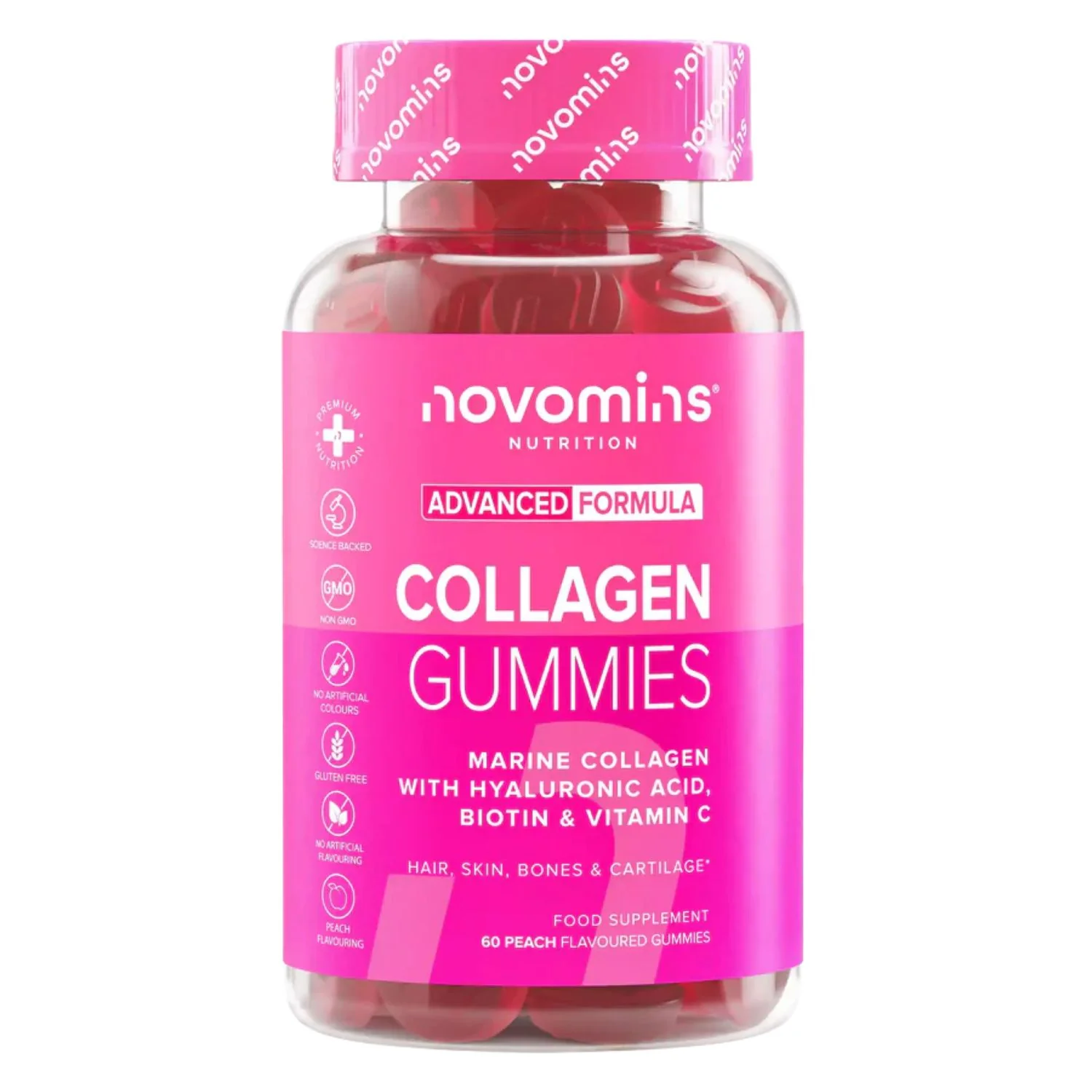 Novomins Collagen Gummies 60 Pack – Peach Flavour