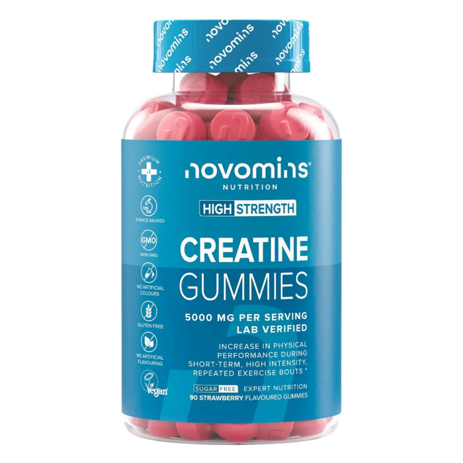 Novomins Creatine Gummies 90 Pack – Strawberry Flavour