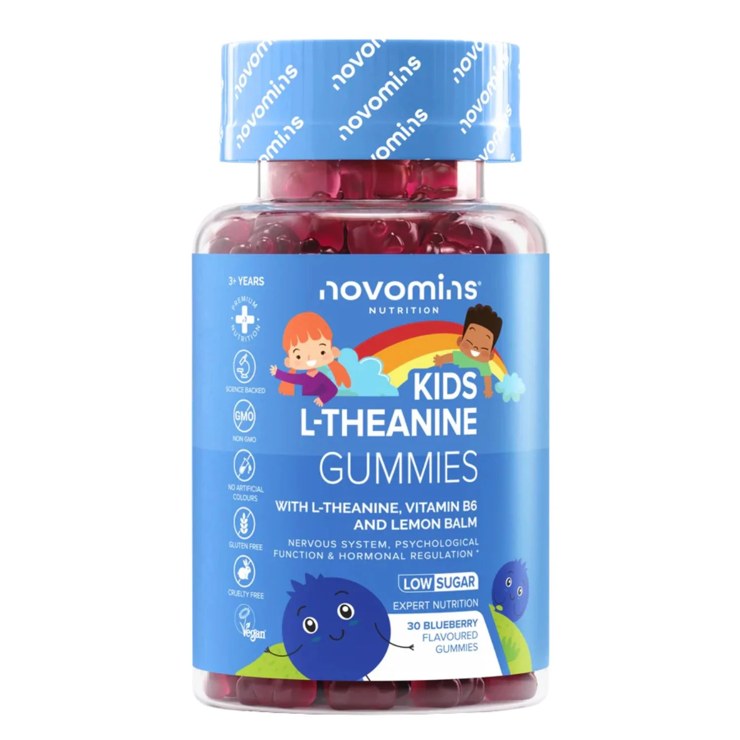 Novomins Kids L-Theanine Gummies 30 Pack – Blueberry Flavour