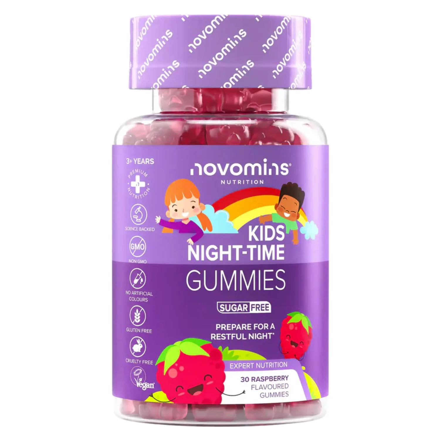 Novomins Kids Night-Time Gummies 30 Pack – Raspberry Flavour