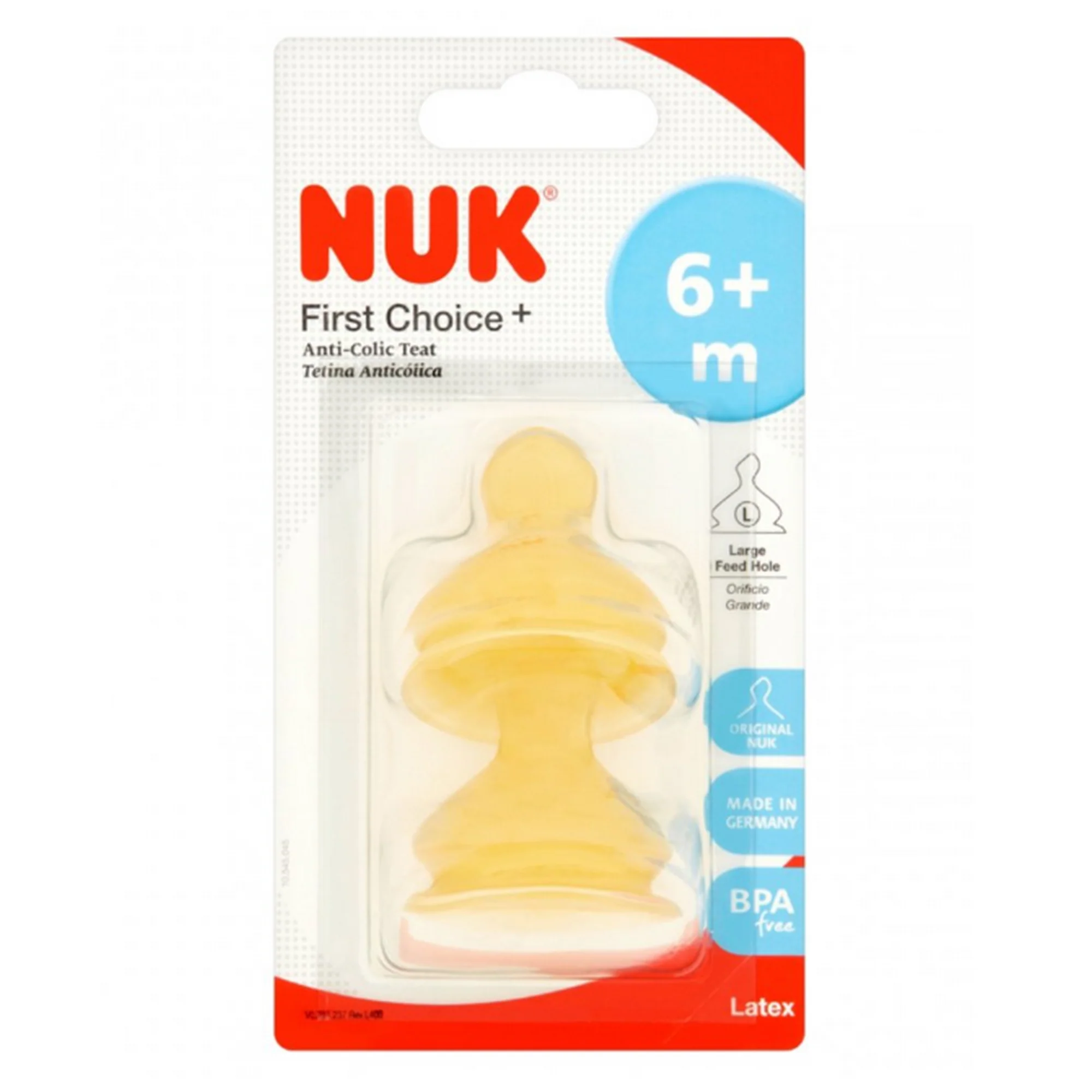 NUK First Choice+ Latex Teat 2 Pack - Size 2 6 Months+