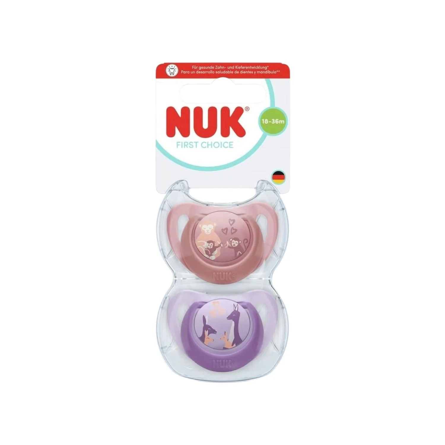 NUK First Choice Monkey/Kangaroo Soothers, 18–36 Months (2 Pack)