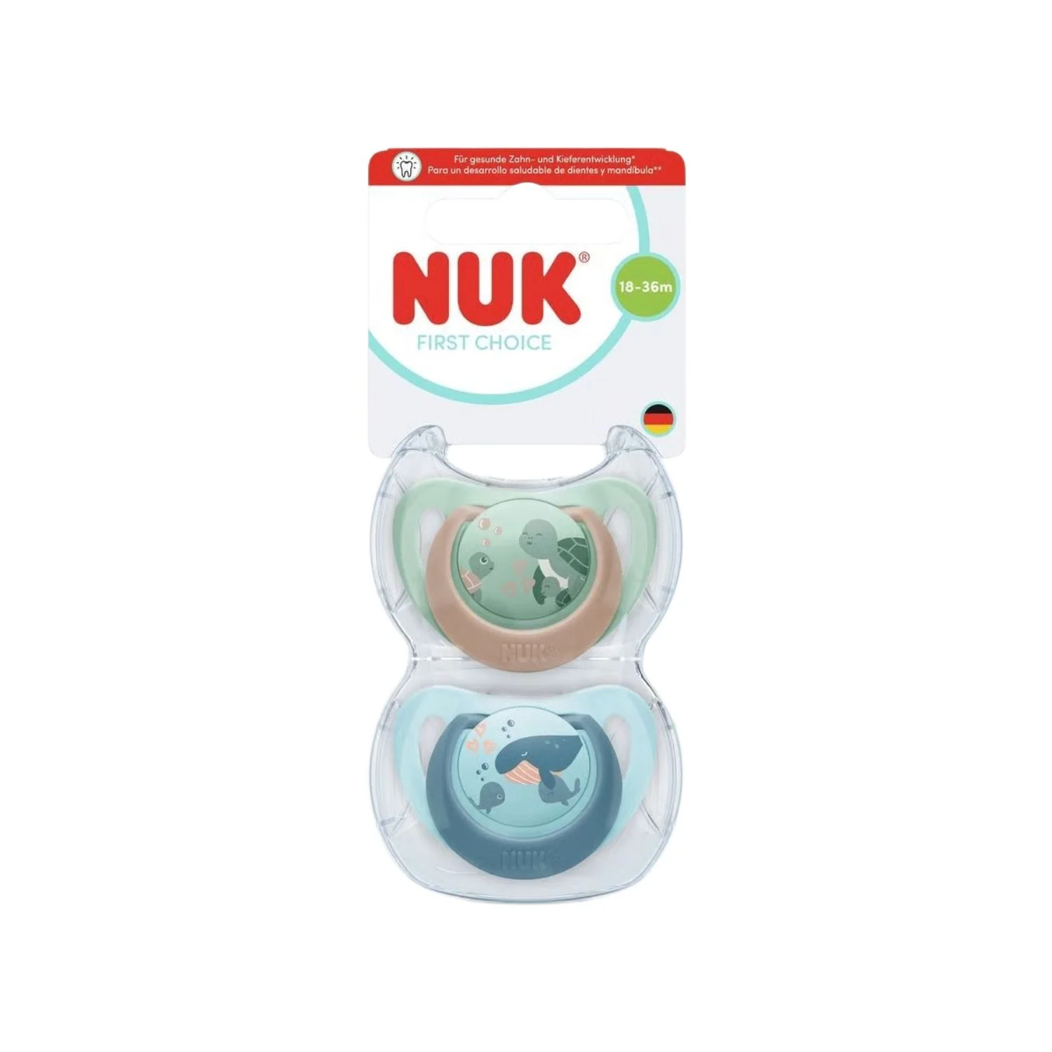 NUK First Choice Turtle/Whale Soothers 18-36 Months (2 Pack)