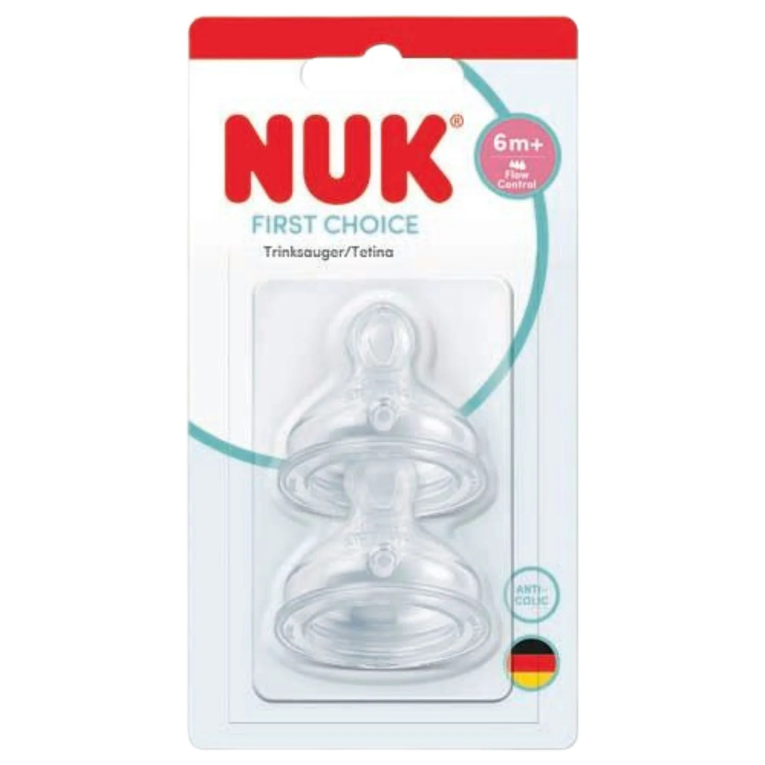 NUK First Choice Flow Control Teat 6+ months (2 Pack)