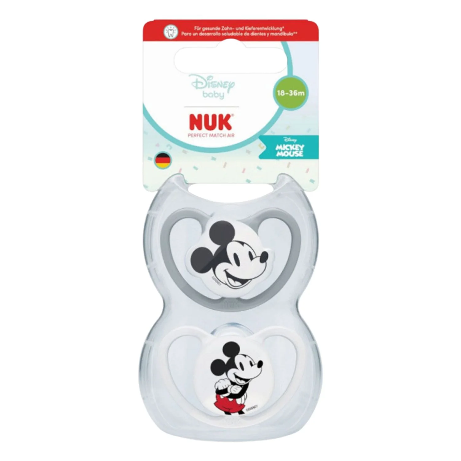 NUK Perfect Match Air Mickey Mouse Soothers 18-36 Months (2 Pack)