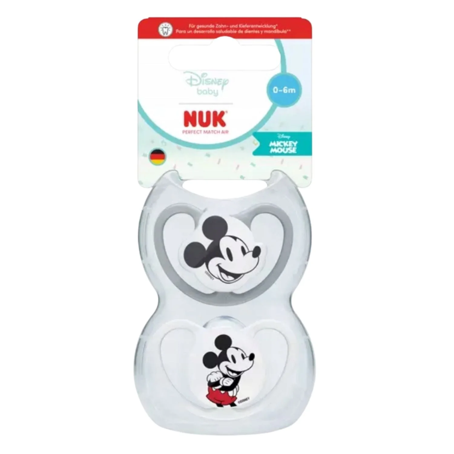 NUK Perfect Match Air Mickey Mouse Soothers 0-6 Months (2 Pack)