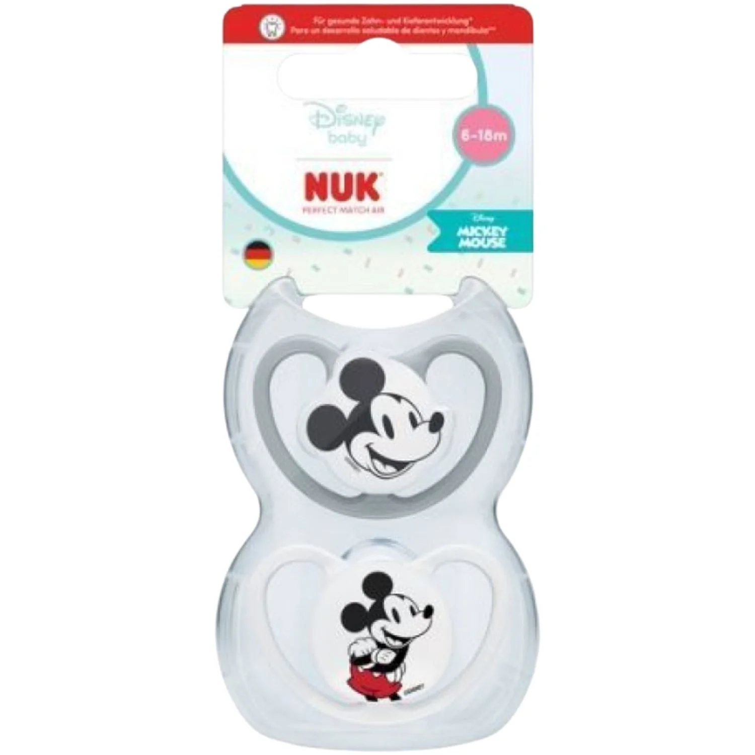 NUK Perfect Match Air Mickey Soothers 6–18 Months (2 Pack)