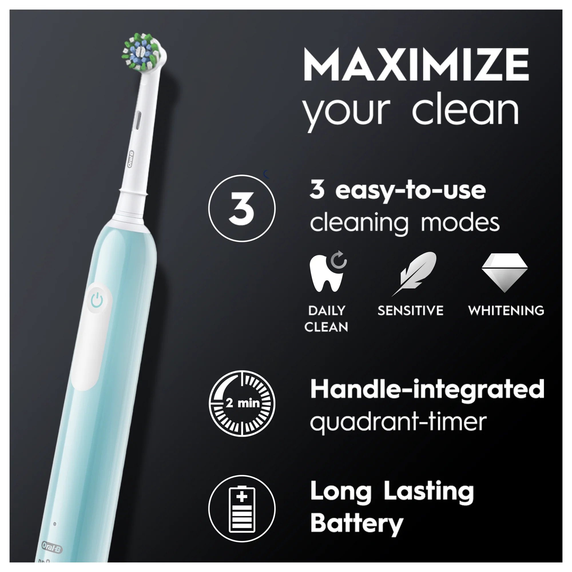 ORAL B PRO 1 CROSS ACTION BLUE TOOTHBRUSH - Image 5