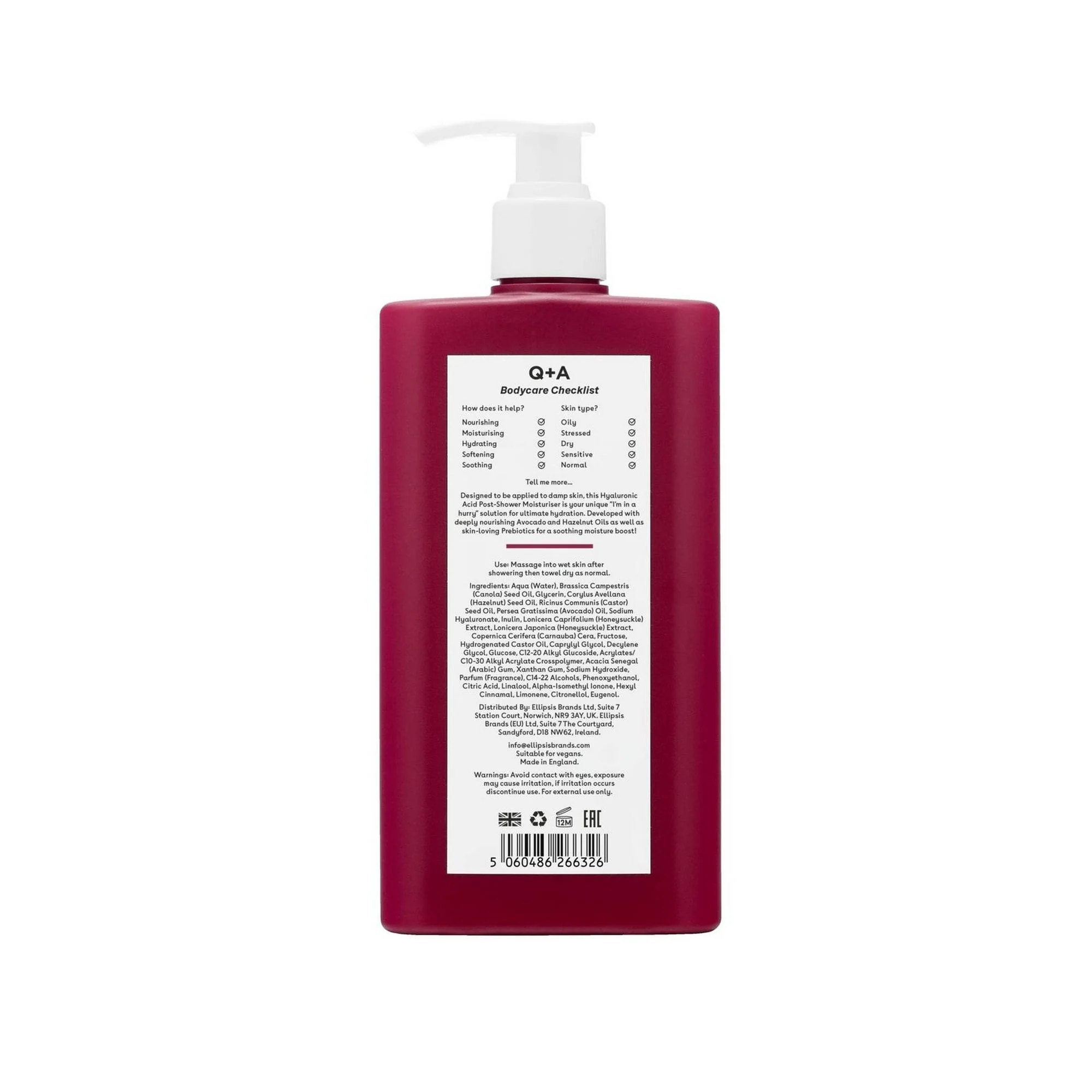 Q+A Hyaluronic Acid Post-Shower Moisturiser 250ml - Image 2