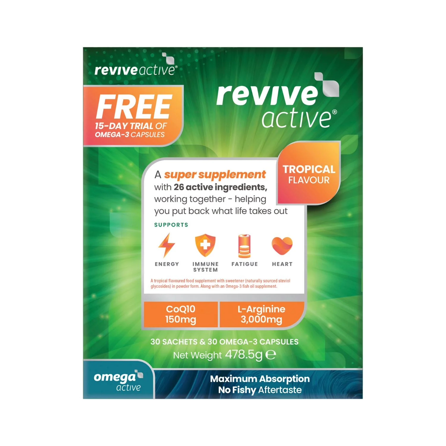 Revive Active Tropical – 30 Day Box & Free 15-Day Omega Active Capsules - Image 2