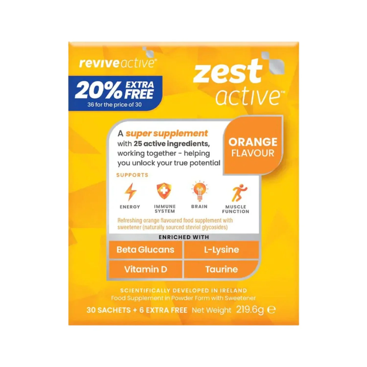 Revive Active Zest Active Orange – 36 Sachets (20% Extra Free)