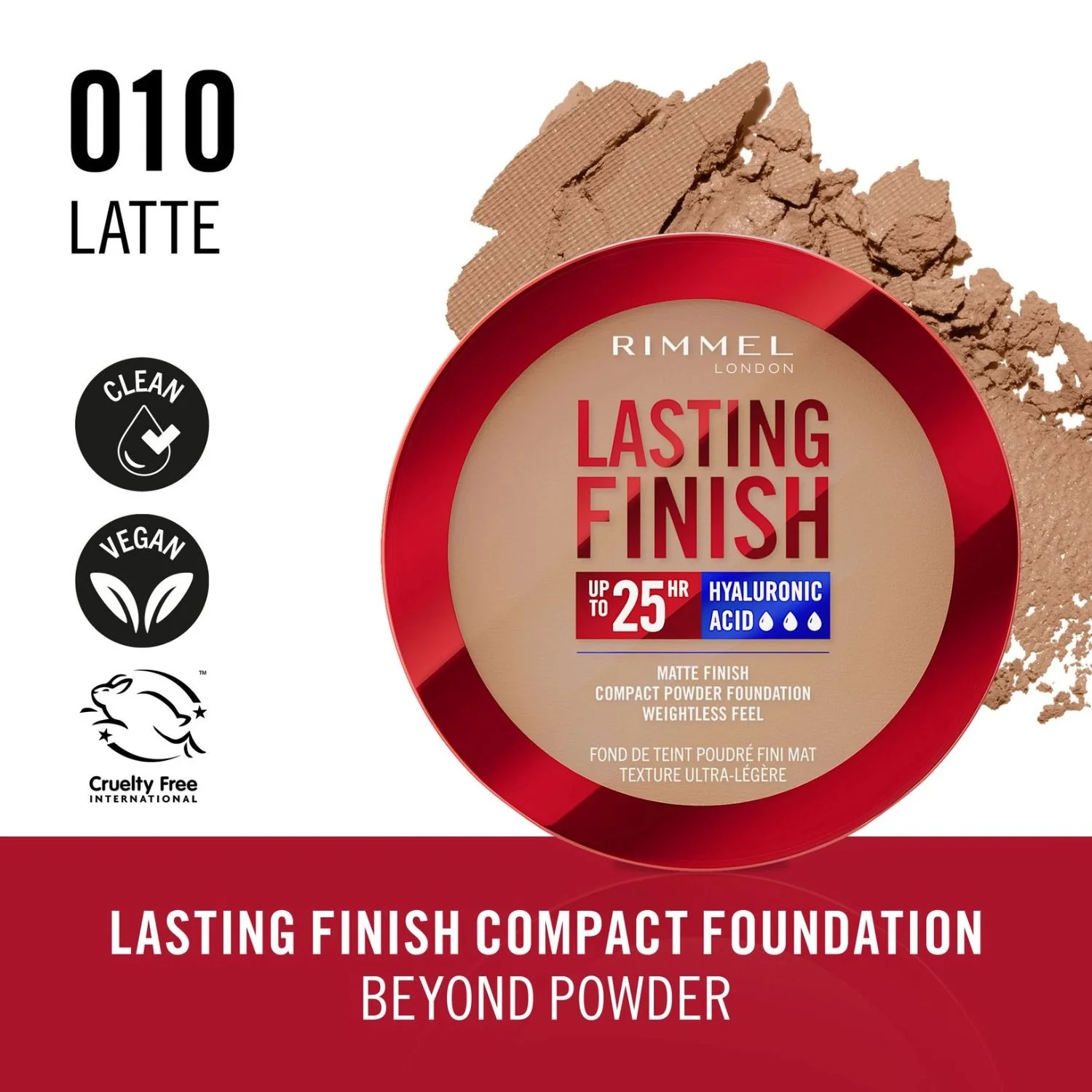 Rimmel Lasting Finish Compact Foundation 010 Latte - Image 3