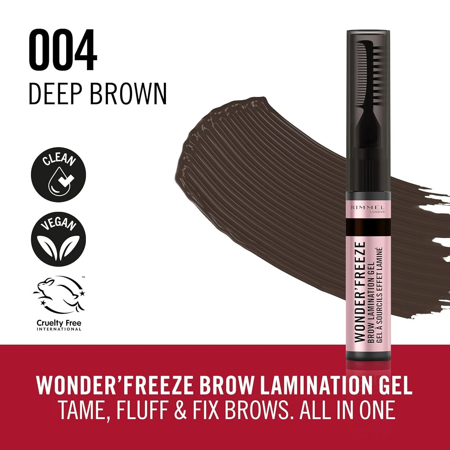 Rimmel Wonder Freeze Brow Lamination Gel 004 Deep Brown - Image 2