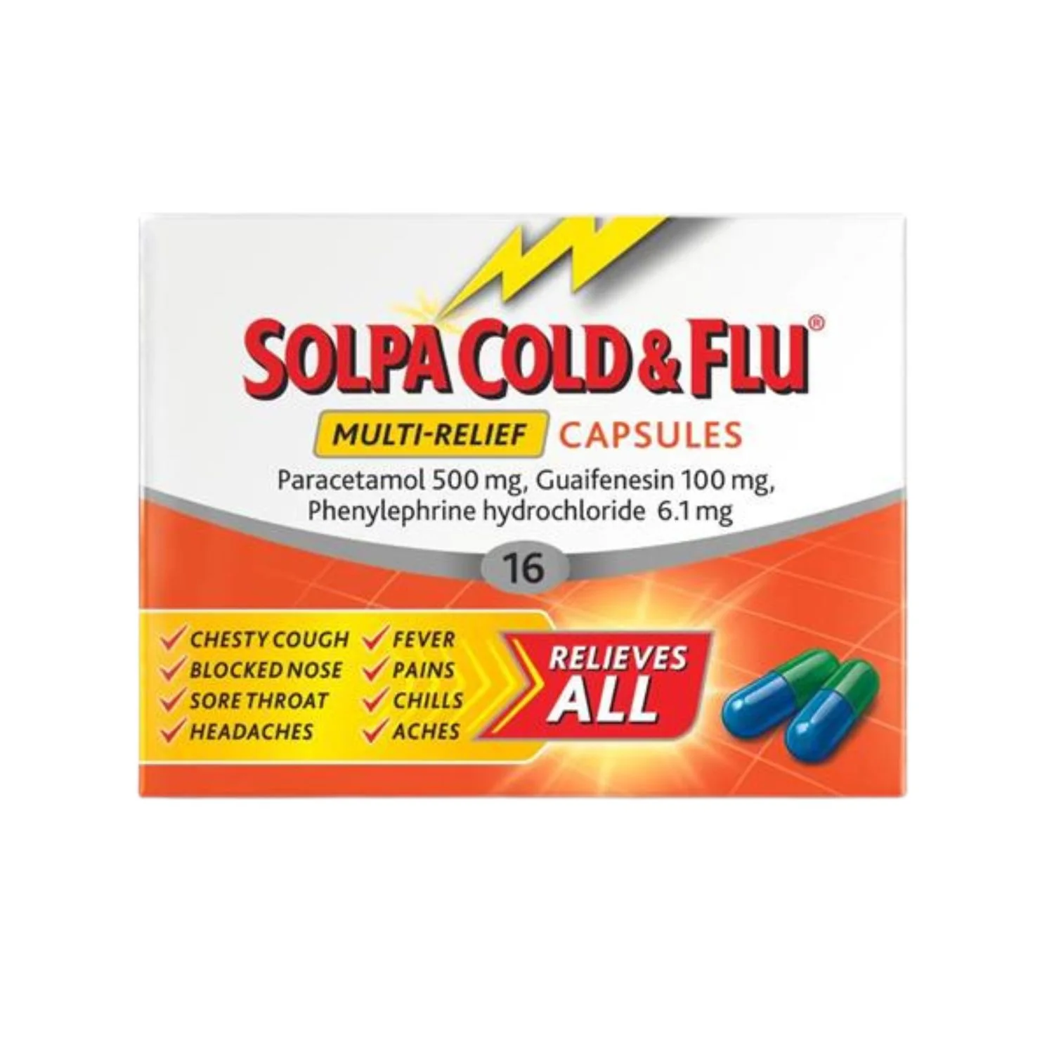 Solpa Cold & Flu 500mg Capsules – 16 Pack