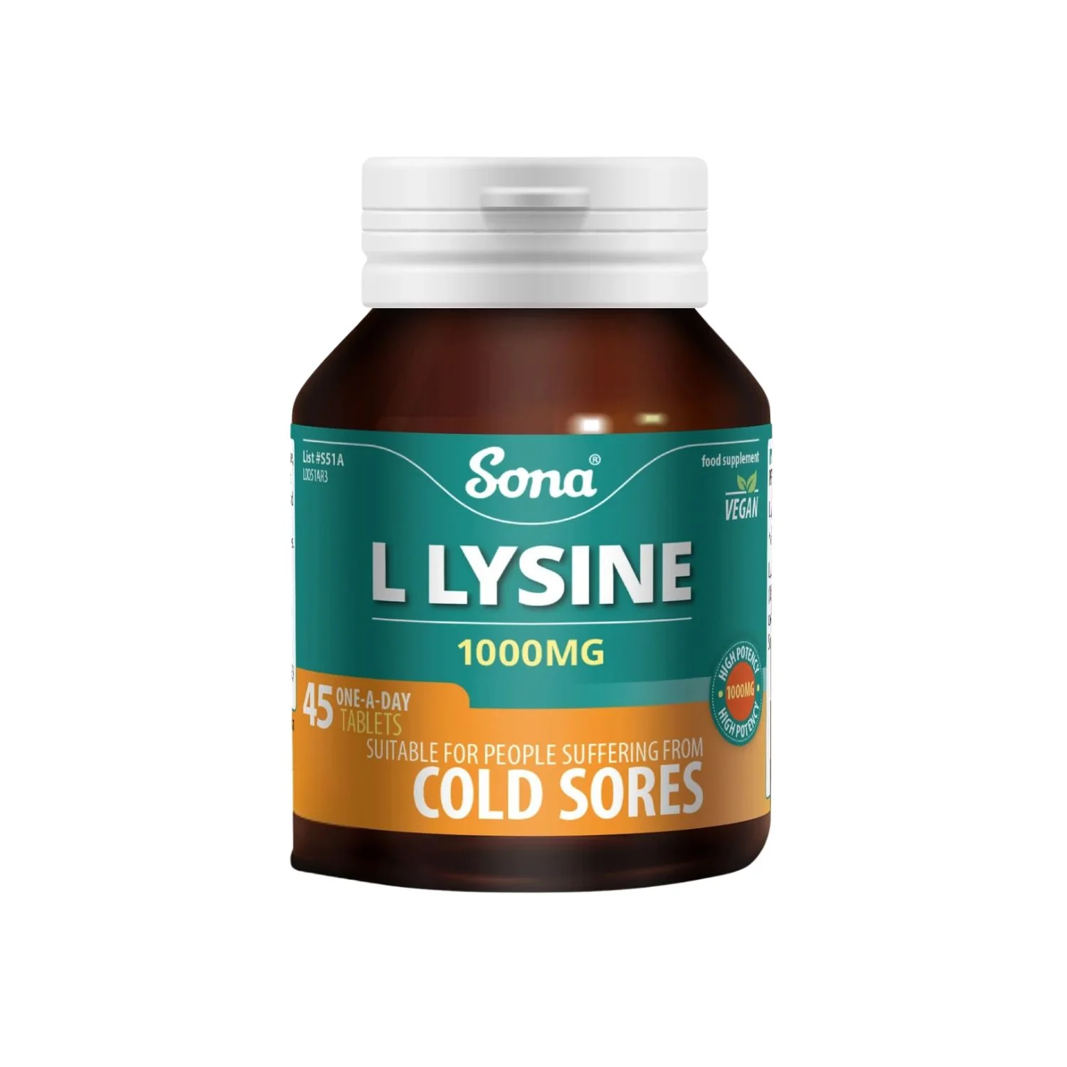 Sona L-Lysine 1000mg 45 Tablets